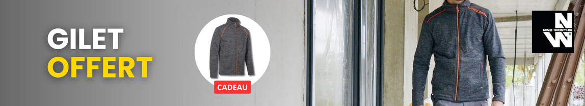 Pour l'achat d'un pantalon de travail Howard ou Nieuport, recevez un gilet lucien Nine Worths